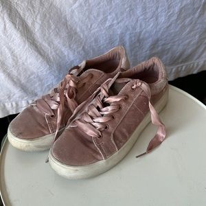 Candies pink velvet platform sneakers